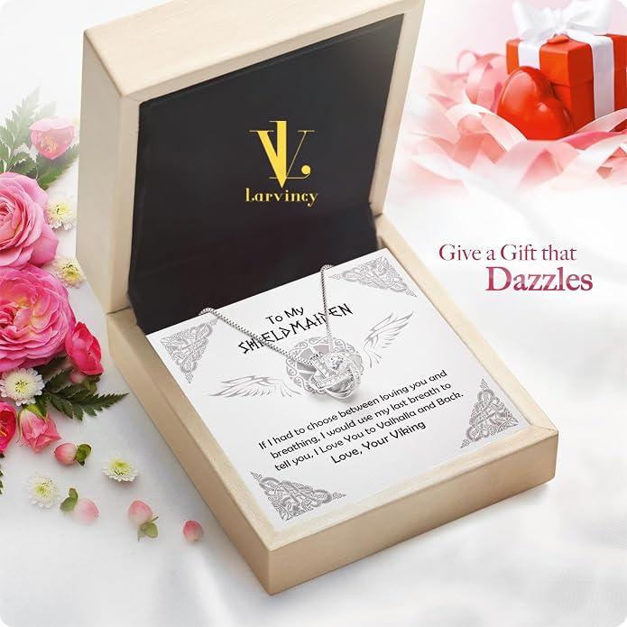 Larvincy Shieldmaiden Necklace - Viking Jewelry For Women, Gift For Wife, Girlfriend, Fiance, Or Soulmate On Mother's Day, Birthday, Or Anniversary