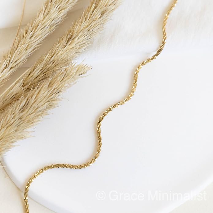 BAYLAY Gold Chain Necklace for Women - 18K Gold Plated Necklace Chain Dainty Gold Necklace for Women Gold Chain Gold Necklace Gold Jewelry Gifts Size 16/18/20/22/24/26 Inch