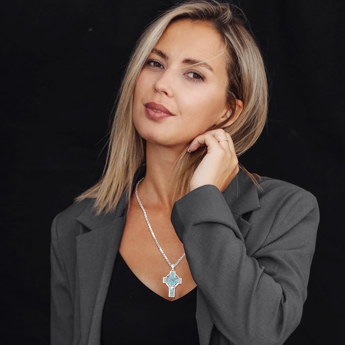 Turquoise Jewelry for Women Men 925 Sterling Silver Pendant Urn Necklaces for Ashes Picture Locket Necklace Thor Hammer Yggdrasil Virgen De Guadalupe St Michael Christopher Judas Witches Knot Necklace