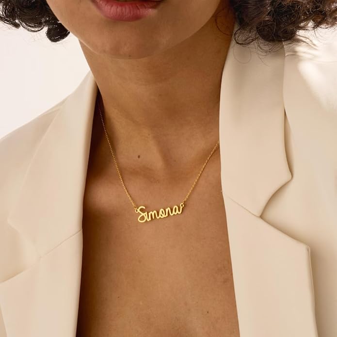 MOMOL 18K Gold Plated Stainless Steel Name Necklace Personalized Custom Name Necklace Customized Nameplate Necklace for women