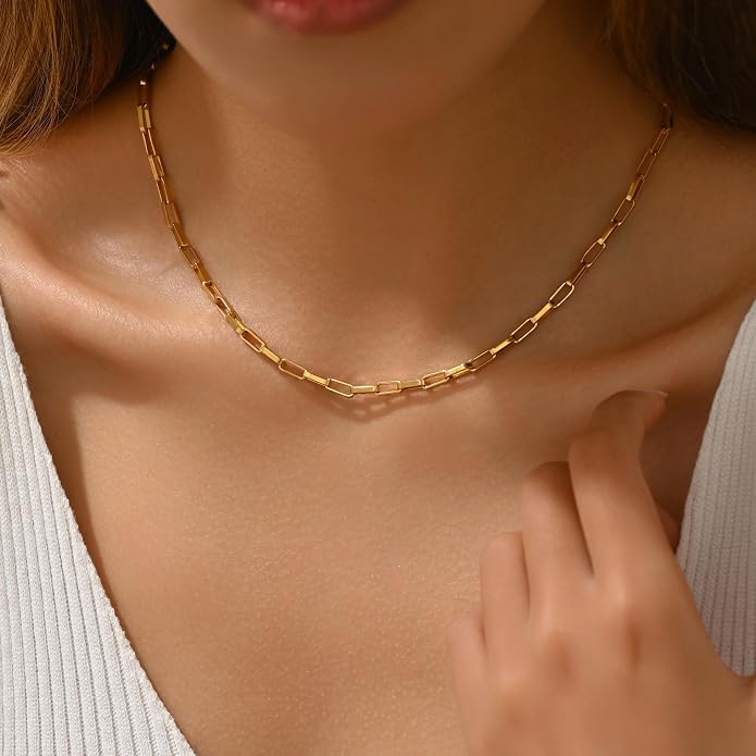 Gold Chain Necklace for Women Dainty Simple Satellite Beaded Twisted Chain Choker Necklace Everyday Jewelry Christmas Gifts