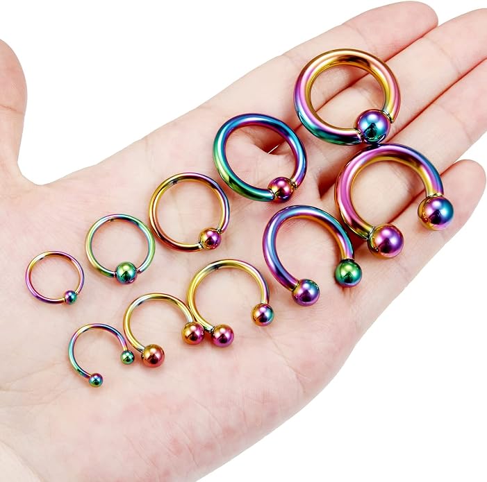 6G 8G 12G 14G 16G PA Ring Horseshoe CBR Circular Barbell 316L Surgical Steel Internally Threaded Pierced Body Jewelry for Women Inner Diameter:10mm 12mm 14mm 16mm