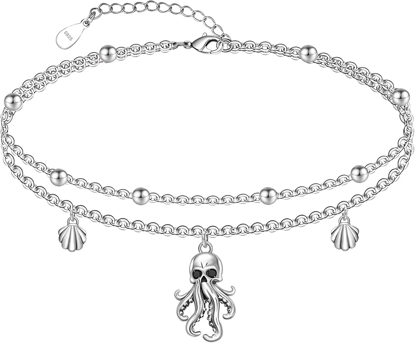 CHIC & ARTSY 925 Sterling Silver Ankle Bracelets for Women, Adjustable Layered Foot Chains with Nature & Symbol Charms, Lightweight Comfort Fit Boho Beach Everyday Jewelry