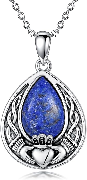 PELOVNY Celtic Knot Necklaces for Women 925 Sterling Silver Gemstone/Birthstone Teardrop Infinity Necklace Irish Celtic Pendant Jewelry Gifts for Mom Daughter Wife