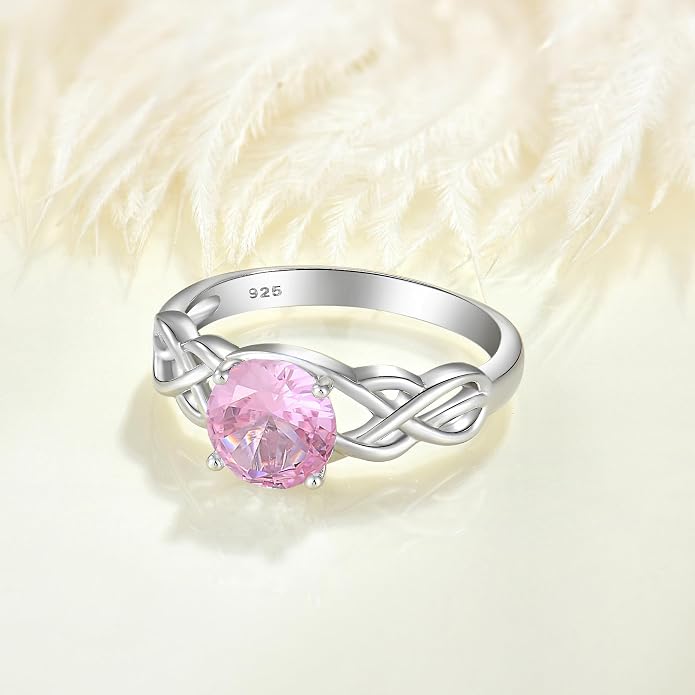 STARCHENIE Celtic Knot Promise Ring for Women 925 Sterling Silver Engagement Wedding Band with Birthstone (Size 5-10)