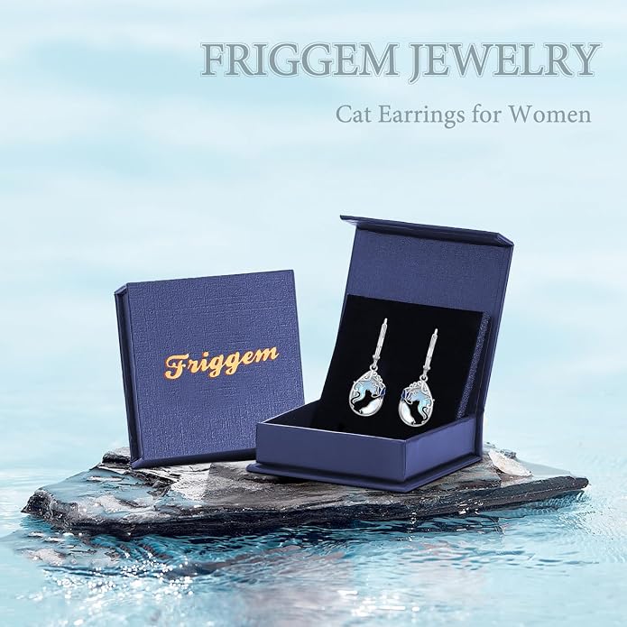 925 Sterling Silver Earrings Tree of Life/Cat/Animal/Turquoise/Moonstone Dangle Drop Earrings for Women Leverback Earring Hypoallergenic Jewelry Gifts