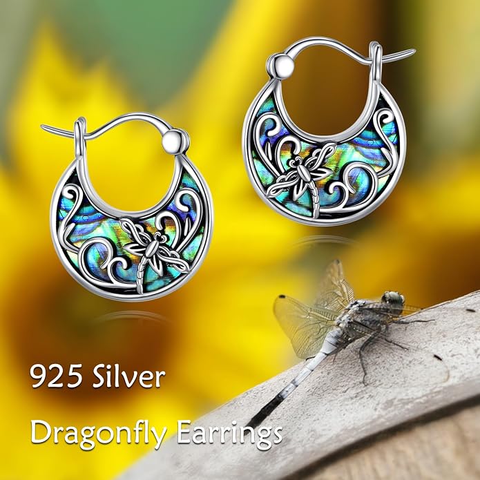 Tree of Life/Sunflower/Mountain/Daisy/Flower/Dragonfly/Butterfly/Earrings 925 Sterling Silver Hoop Earrings for Women