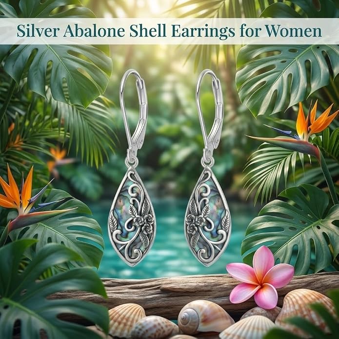 Silver Earrings Women Dangle Filigree/Abalone Shell/Turquoise Cowgirl Earrings Cat/Hummingbird/Chicken/Celtic Knot/Butterfly Jewelry Birthday Gifts for Women