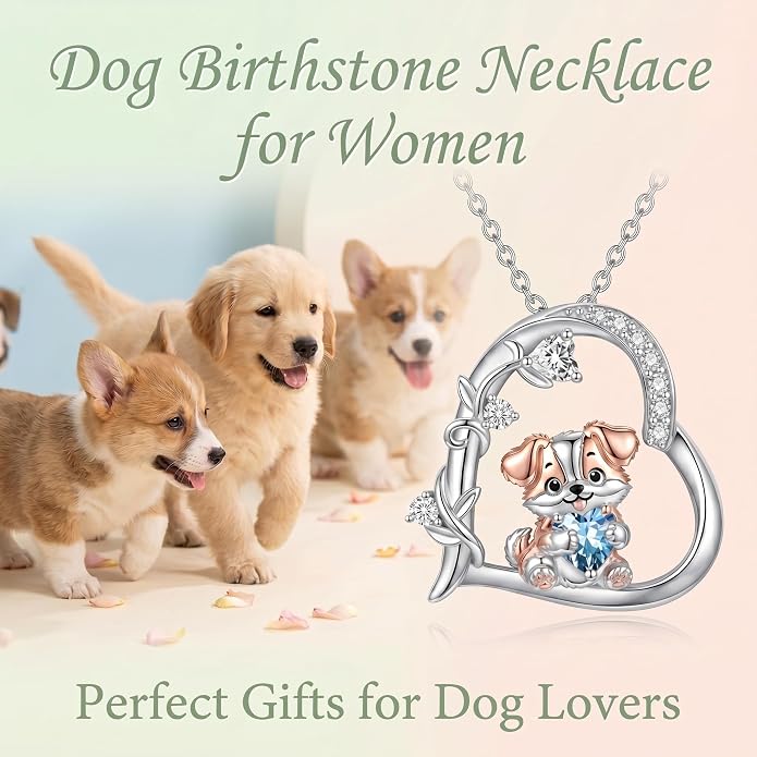 PELOVNY Teddy Bear Necklace for Women 925 Sterling Silver Bear/Highland Cow/Fox/Cat/Axolotl Birthstone Necklace Christmas Birthday Jewelry Gifts for Mom Daughter Wife Sister