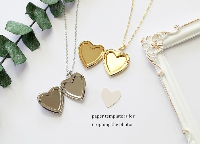 Handmade Heart Shaped Dried Pressed Forget Me Not Flower Photo Locket Pendant Necklace
