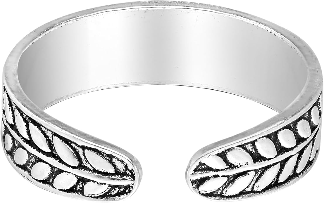 AeraVida .925 Sterling Silver Adjustable Toe Ring or Pinky Ring 5mm Wide Open Band, Stackable Minimalist Summer Foot Jewelry | Sun Moon Star Turtle Butterfly Leaf Olive Branch Ocean Wave Yin Yang Design
