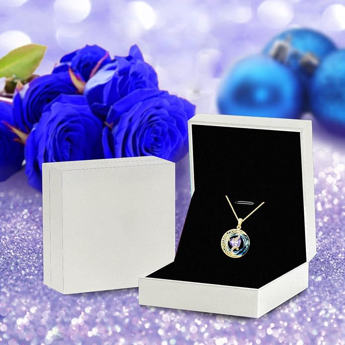 TOUPOP Birthstone Necklace 925 Sterling Silver Moon and Star Pendant Celtic Moon Jewelry with Blue Crystal Anniversary Birthday Gifts for Women Mom Wife Her