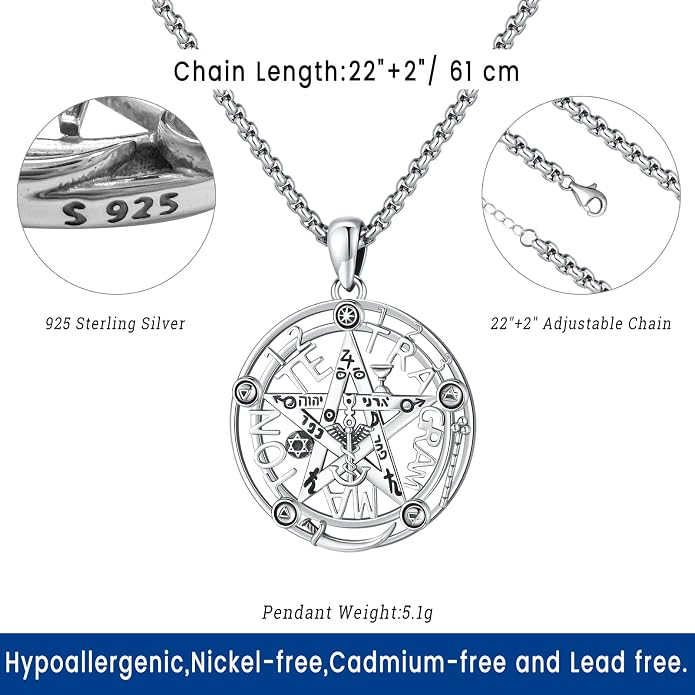 Witchy Jewelry for Women Men Nudo De Bruja Plata 925 Original Witches Knot Necklace Tetragrammaton Hecate Necklace Lilith Necklace Pentagram Necklace Cat Necklace Triple Moon Goddess Pendant Necklace