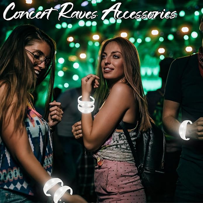 24 Pcs Sound Activated LED Glow Bracelets Light Up Bracelets for Adults Glow in the Dark Bracelets Neon Supplies for Concert