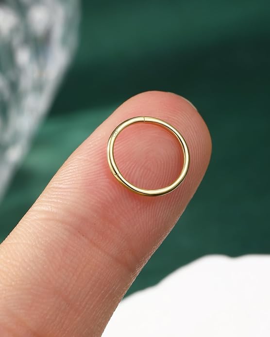 COCHARM 14K Solid Gold 18g/16g Nose Rings 16G Septum Rings Yellow Gold Tragus Helix Cartilage Conch Earring Hoops 18 Gauge Piercing Hoop