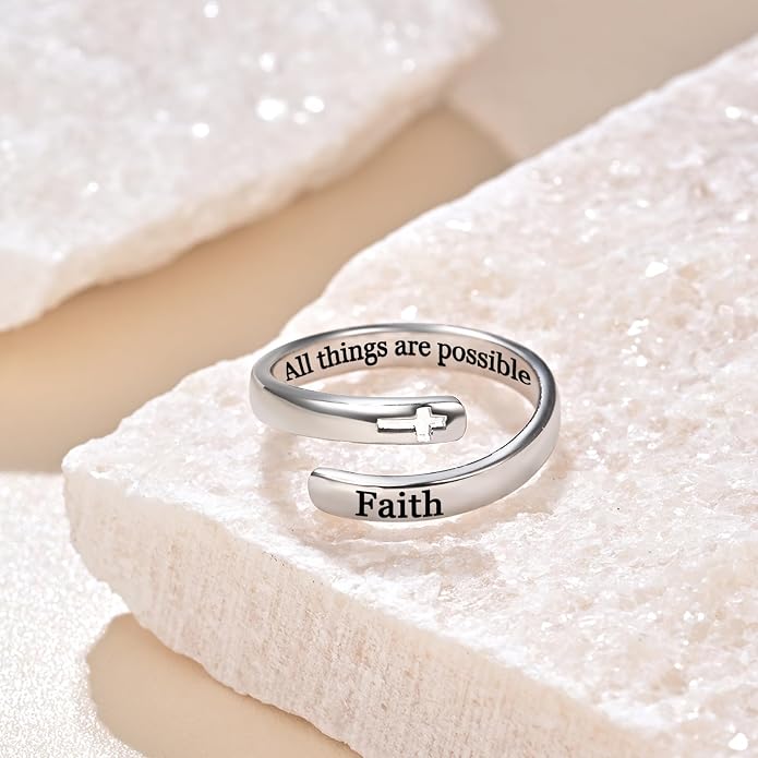 Silver Adjustable Ring Inspirational Jewelry S925 Sterling Wrap Open Ring for Women