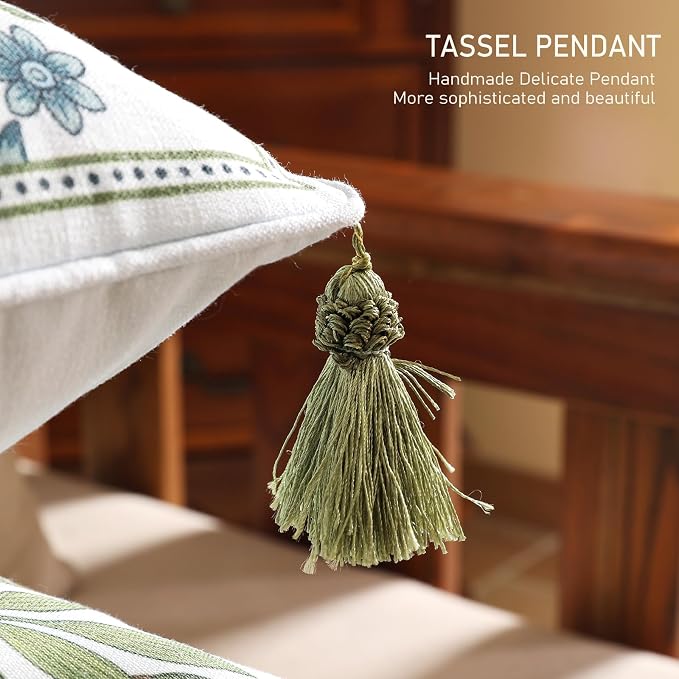 ISAENNE Designer Elegant Linen Throw Pillow Cover,Set of 4-Mosella ABCD | French Cottage Pillow Cover,Concealed Zipper,Floral Pattern,Sofas,Bedroom,Living Room,Lounge Chairs,All Season Home Decor