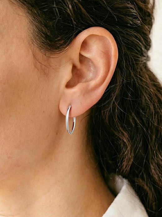 Silvora 14K Gold Plated Huggie Hoop Earrings for Women, Small Sterling Silver Hoops, Hypoallergenic Cartilage Earrings for Sensitive Ears 8/10/12/14/16/18/20MM