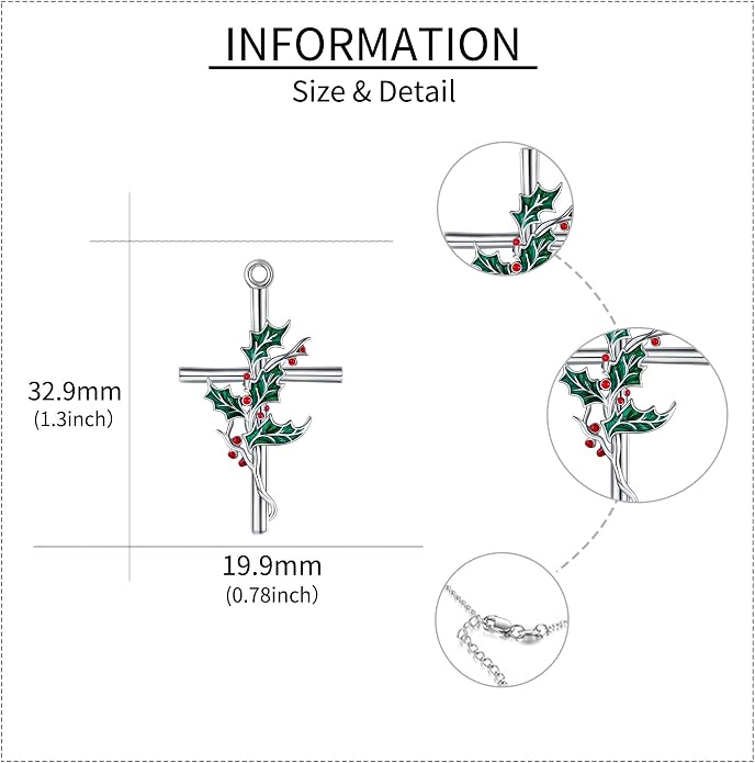 Flower Cross Necklace 925 Sterling Silver Carnation/Rose/Lily/Daisy Cross Necklace Birth Flower Jewelry for Women