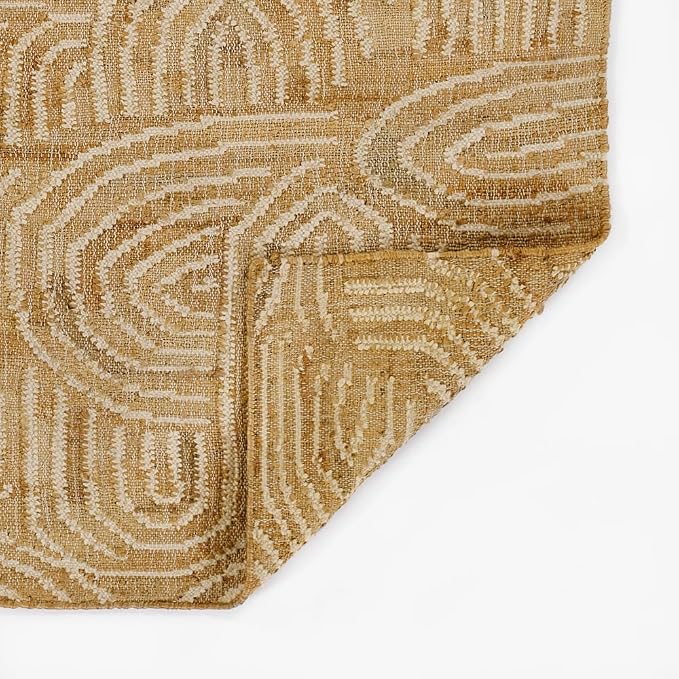 Tempaper Swell Natural and Cream Handwoven Jute and Wool Area Rug, 2'3" x 8'