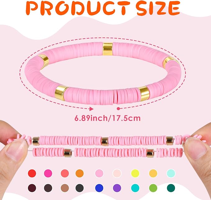96 Pcs Beaded Friendship Bracelets, Clay & Crystal Beaded Bracelet Bulk, Colorful Beaded Bracelet Boho Multi Layer Stacking Bracelets for Women Summer Beach Graduation Party Favors Friend Gifts
