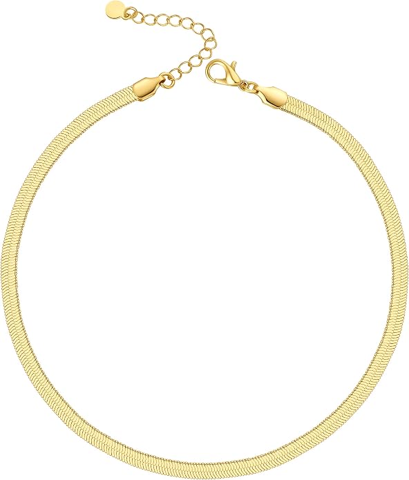 Natural Freshwater Baroque Pearl Necklace 14K Gold Plated Dainty Choker Necklace for Women Girls Snake Chain/Cuban Link/Paperclip/Ball Beaded Chain/Tennis Chain Fashion Jewelry for Gift