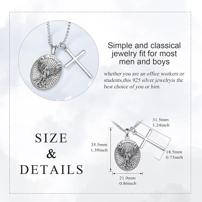 POPLYKE Faith/Sword/Mustard Seed/Horse/Wolf/Thor's Hammer/Viking/Devil Eyes Snake Sterling Silver Necklace for Men Jewelry Birthday Gifts
