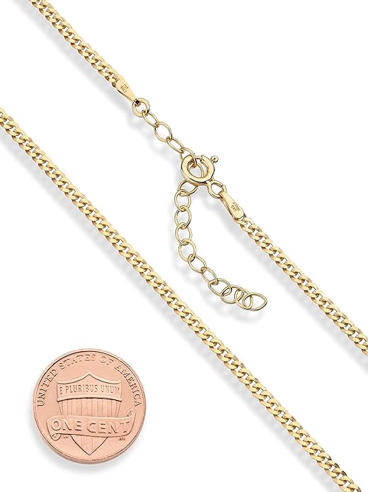 Miabella 925 Sterling Silver, 18K Gold Plated 925 Sterling Silver Figaro, Beaded Singapore, Sparkle, Cuban Link Chain, Choker Necklace for Women Made in Italy