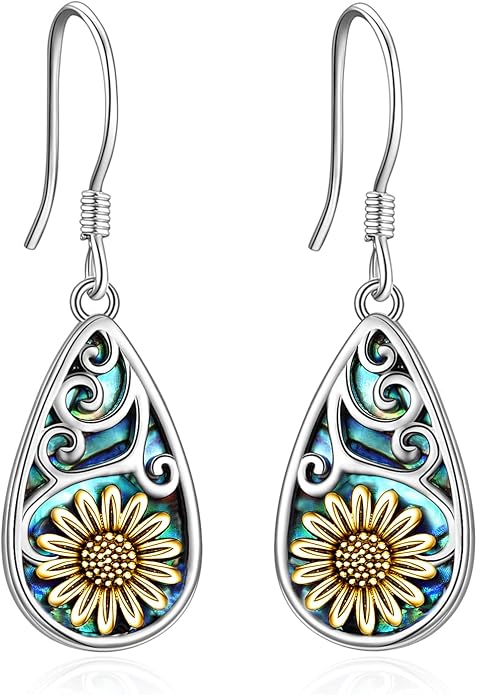 POPLYKE 925 Sterling Silver Tree of Life Dangle Earrings for Women Fashion Abalone Shell Jewelry Gifts for Mom Sister Friend Birthday