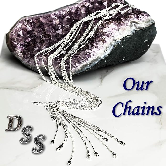 DSS 925 Sterling Silver Necklace for Women, Rhodium Plated, Lobster Claw Clasps, Sterling Silver Chain, Italian Jewelry for Women - Made in Italy