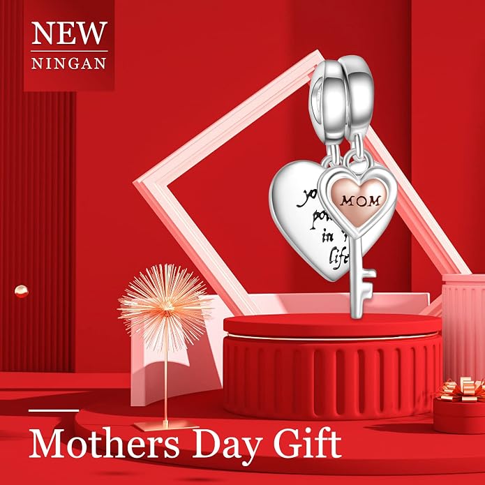 NINGAN 925 Sterling Silver Charm Golden Love Charm Buckle Safety Chain Travel Bead Firefly Dragonfly Pendant, Suitable for Women Bracelet and Necklace as Gift from Mom and Friends