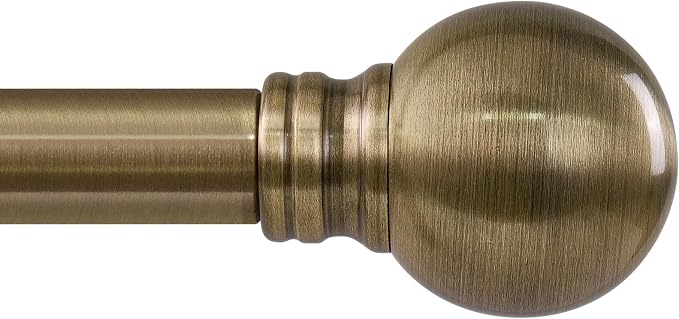 Antique Bronze Curtain Rods for Windows 66 to 120 Inch 1" Diameter | Heavy Duty Brass Window Curtain Rod with Metal Finials for Living Room Bedroom Farmhouse
