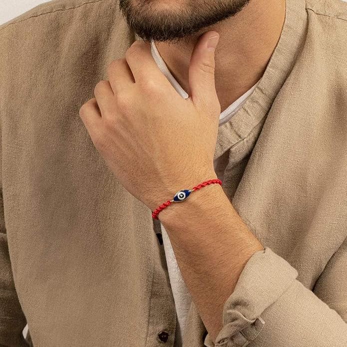 KARMA AND LUCK Fearless Gaze Red String Charm Bracelet