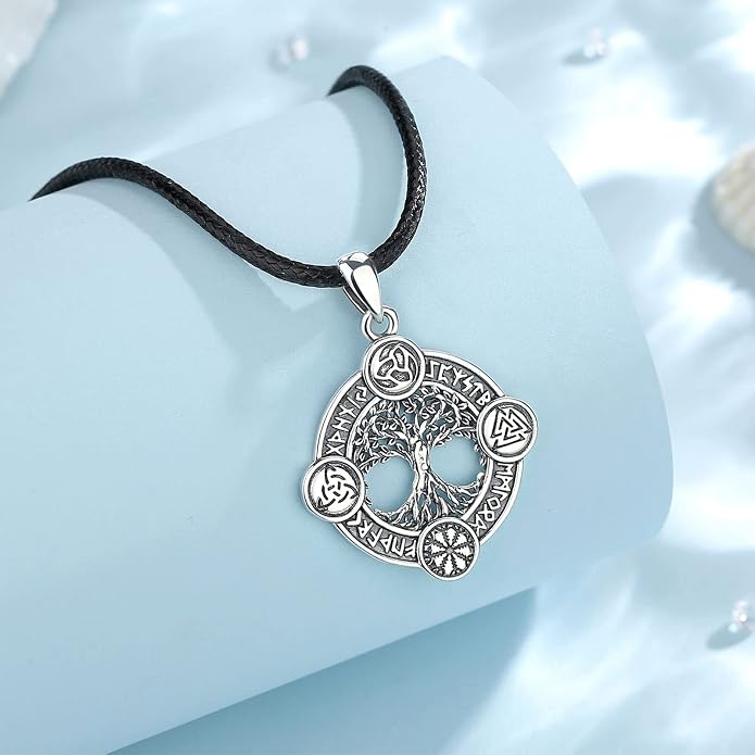 Vito 925 Sterling Silver Viking Necklace for Women Men, Viking Dragon/Wolf/Horse/Tree of Life Pendant Norse Amulet Nordic Jewelry for Men