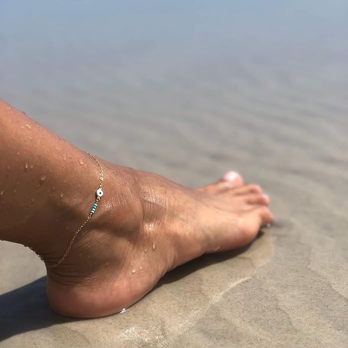 MEVECCO Anklet for Women Gold Chain 14K Gold Plated Dainty Boho Beach Summer Simple Foot Jewelry Ankle Bracelet