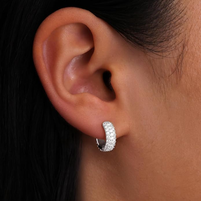 4th of July Patriotic Hoop Earrings for Women, 14K Gold Plated Red White Blue Cubic Zirconia Chunky Small Huggie Hoops, 250th Anniversary USA Flag Independence Day Hypoallergenic Jewelry Gifts