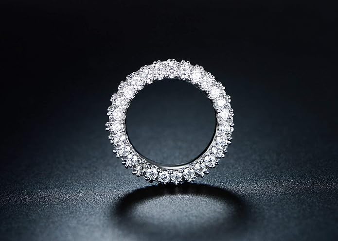 Barzel Womens 3 Row Eternity Ring Wedding Band 18k White Gold or Rose Gold Plated Cubic Zirconia Eternity Band Ring Jewelry