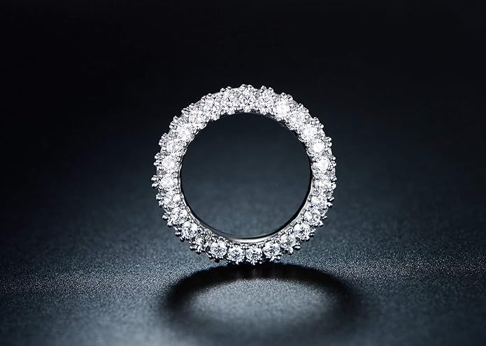 Barzel Womens 3 Row Eternity Ring Wedding Band 18k White Gold or Rose Gold Plated Cubic Zirconia Eternity Band Ring Jewelry