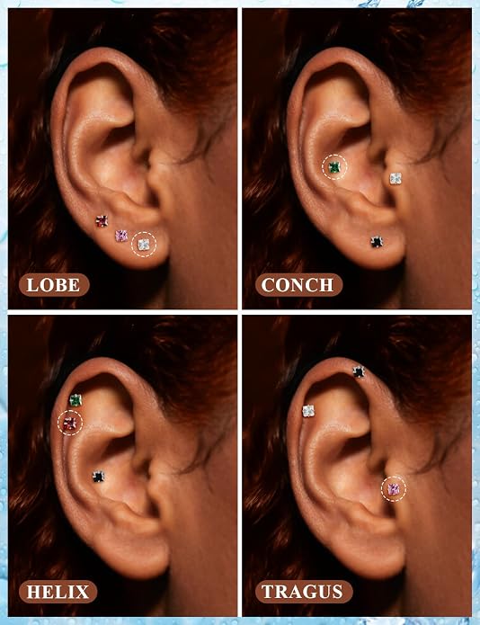 20G 18G 16G Astm F136 Titanium Threadless Flat Back Earrings Nose Studs Tragus Helix Conch Cartilage Lobe Earrings Medusa Labret Snake Bite Monroe Lip Ring Piercing Jewelry For Women Men