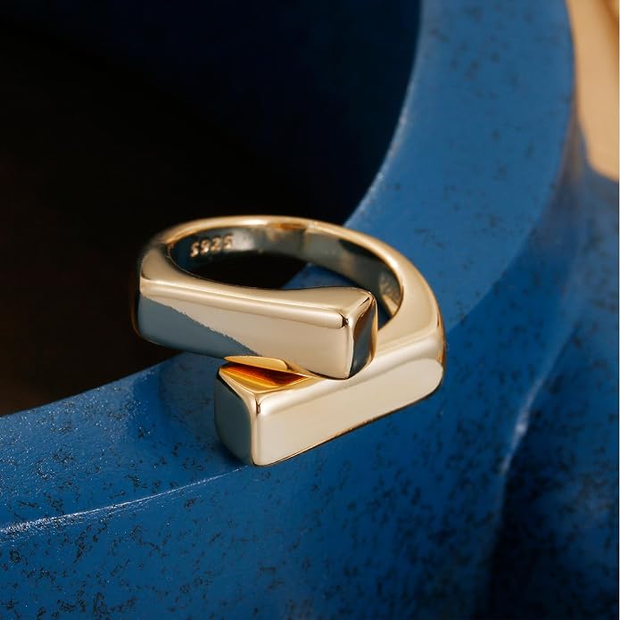 Gold/Silver Chunky Open Ring Adjustable Fashion Statement Ring for Women Ladies