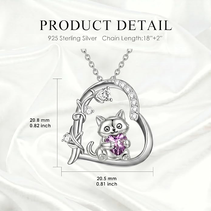 PELOVNY Teddy Bear Necklace for Women 925 Sterling Silver Bear/Highland Cow/Fox/Cat/Axolotl Birthstone Necklace Christmas Birthday Jewelry Gifts for Mom Daughter Wife Sister