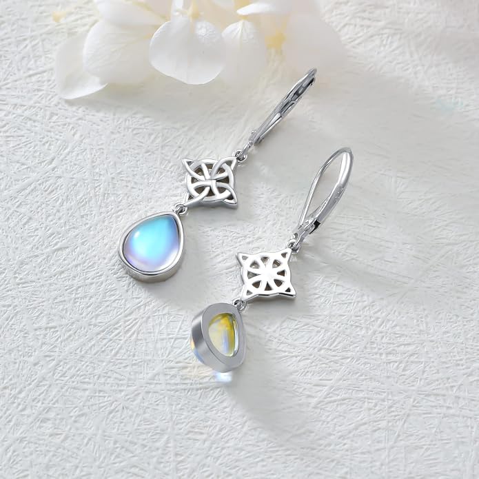 Dorunmo Moonstone Dangle Drop Earrings s925 Sterling Silver Leverback Earrings Filigree Moonstone Jewelry Birthday Gifts for Women