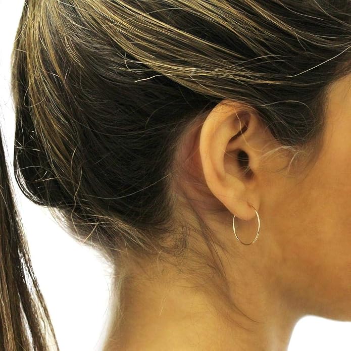 14k Solid Gold Endless Hoop Earrings, 14k Gold Thin Hoop Earrings, Cartilage Earrings, Helix Earring, Nose Hoop, Tragus Earring, 100% Real 14k Gold
