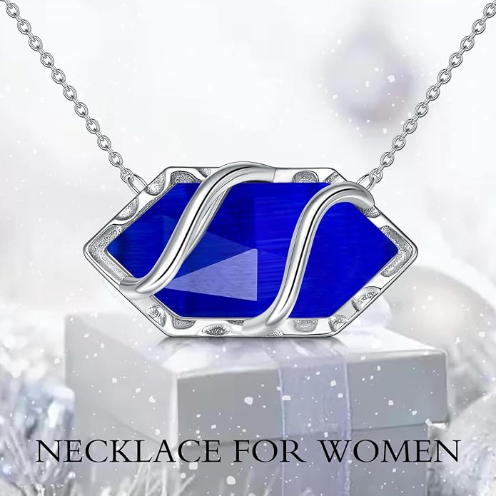 HPQQ Teardrop Necklace 925 Sterling Silver Filigree Gemstone Pendant Necklace Fine Jewelry Birthday Mother's Day Gifts for Women Her Mom