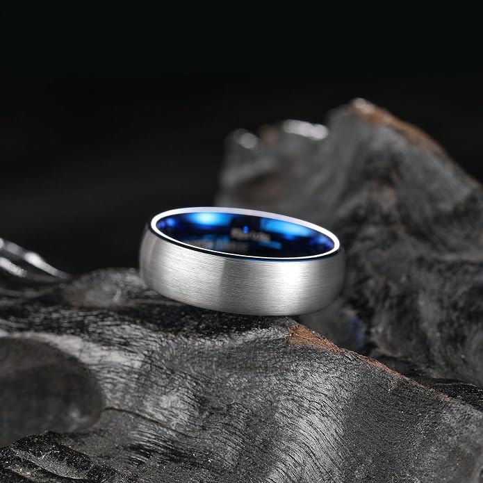 King Will Wedding Band for Men Women, 2/4/6/7/8mm Domed Matte Brushed Tungsten Carbide Rings, Solid/Dual Color Engagement Rings, Comfort Fit