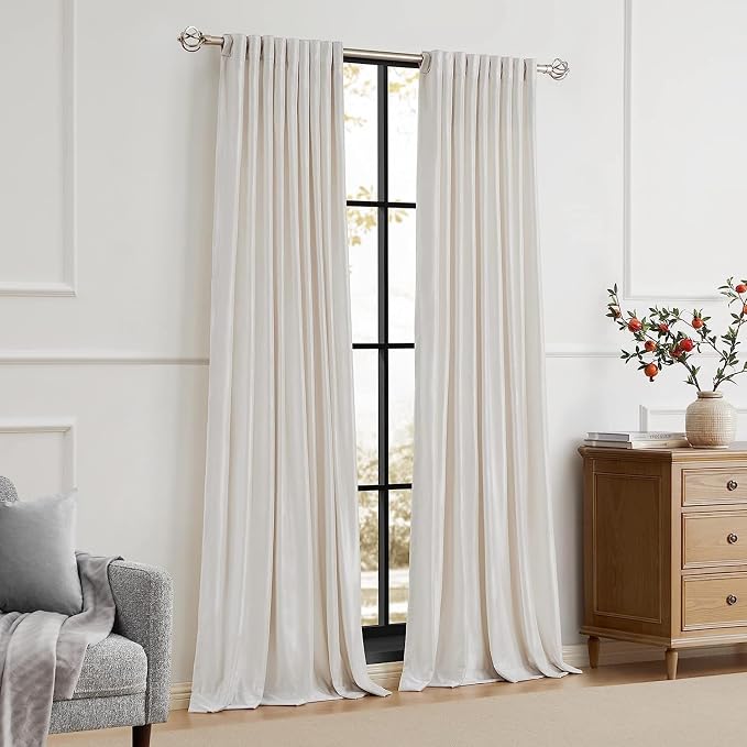 PRIMROSE Cream Ivory Curtains 72 inch for Living Room,2 Panels Drapes Blackout Rod Pocket Back Tab Window Treatment Room Darkening Thick Decorative Curtains for Bedroom