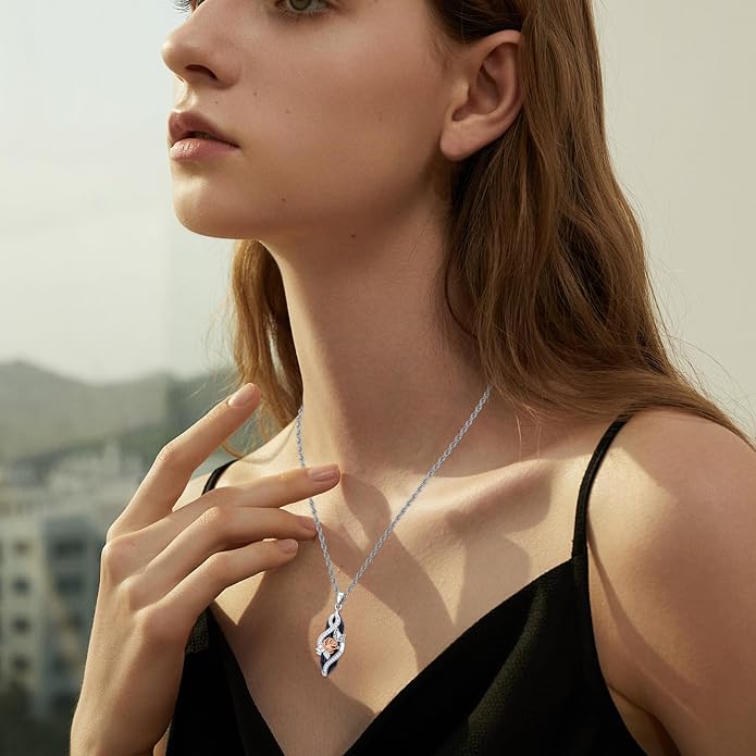Crystal Necklace 925 Sterling Silver Rose/Sunflower Necklace for Women Jewelry Gifts for Women