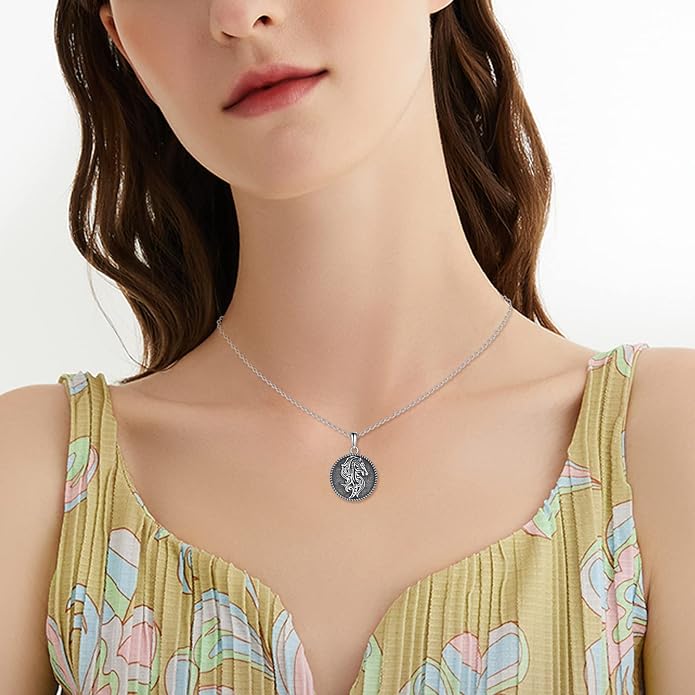 VONALA Sterling Silver Necklace Arrowhead Wolf Celtic Owl Horse Pendant Necklace Viking Animal Jewelry Gift for Men Women