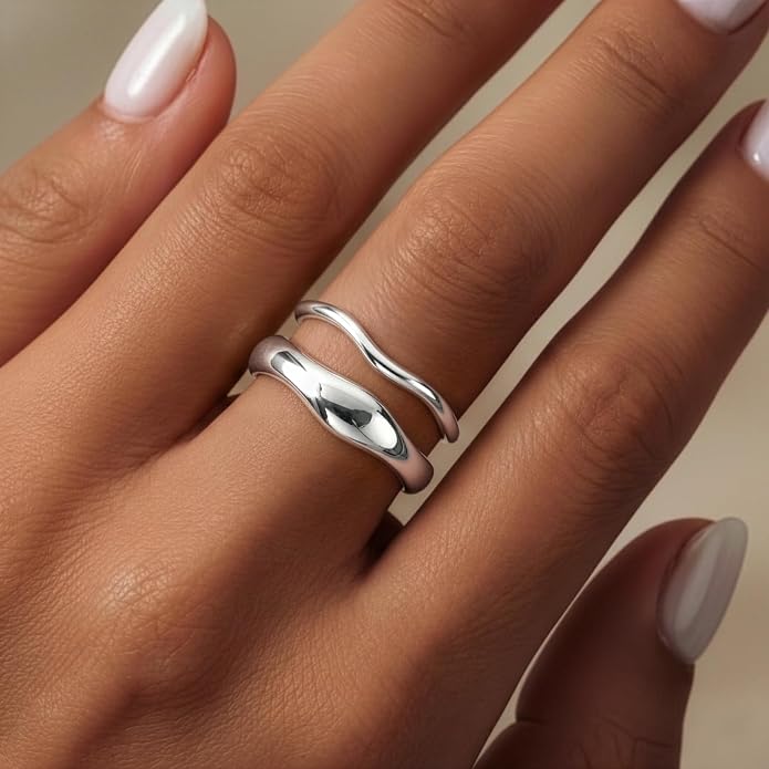 Gold Rings for Women Men Non Tarnish, Waterproof Chunky 14K Gold Plated Dainty Stackable Rings Trendy Statement Pinky Thumb Rings Engagement Eternity Wedding Band Ring Stacking Gold Jewelry Size 3 4 5 6 7 8 9 10 11