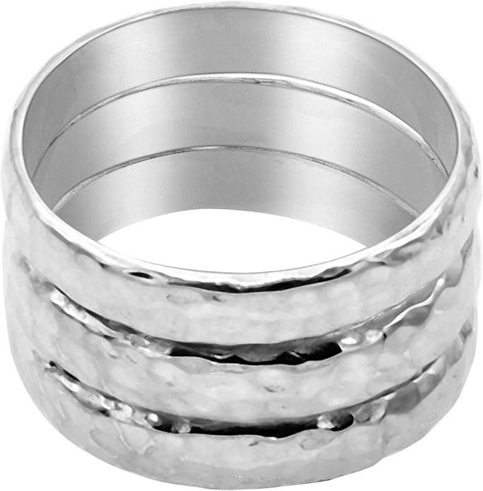 DEVATA Gold or Rhodium Plated Sterling Silver 925 – Eternity, Band Ring for Women – Heart, Knot, Clover, Infinity, Mariner, Cable, Curb, Cuban, Figaro, Daisy, Rope, Ribbed, Dome